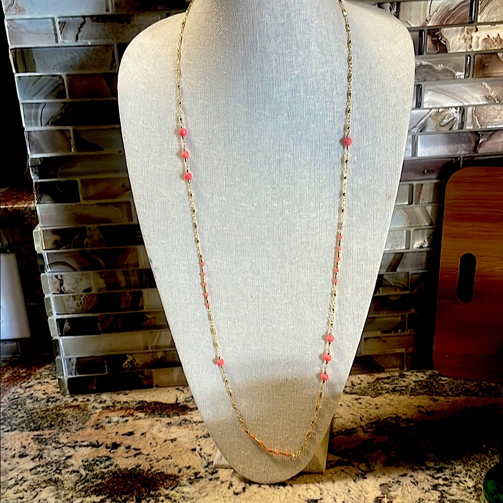 Gorjana Gold and Coral Agate Necklace